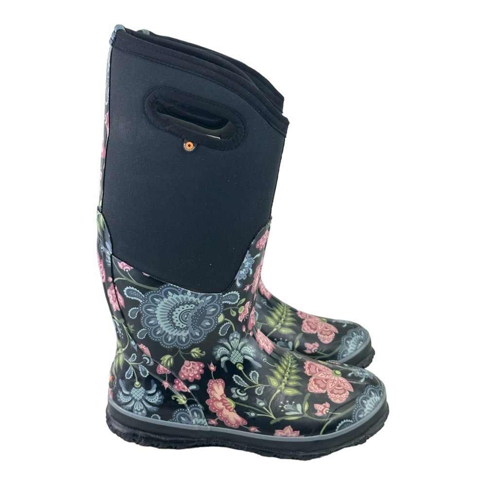 Bogs Womens Black Multi Rainboots Size 7 38 Medium (B, M)